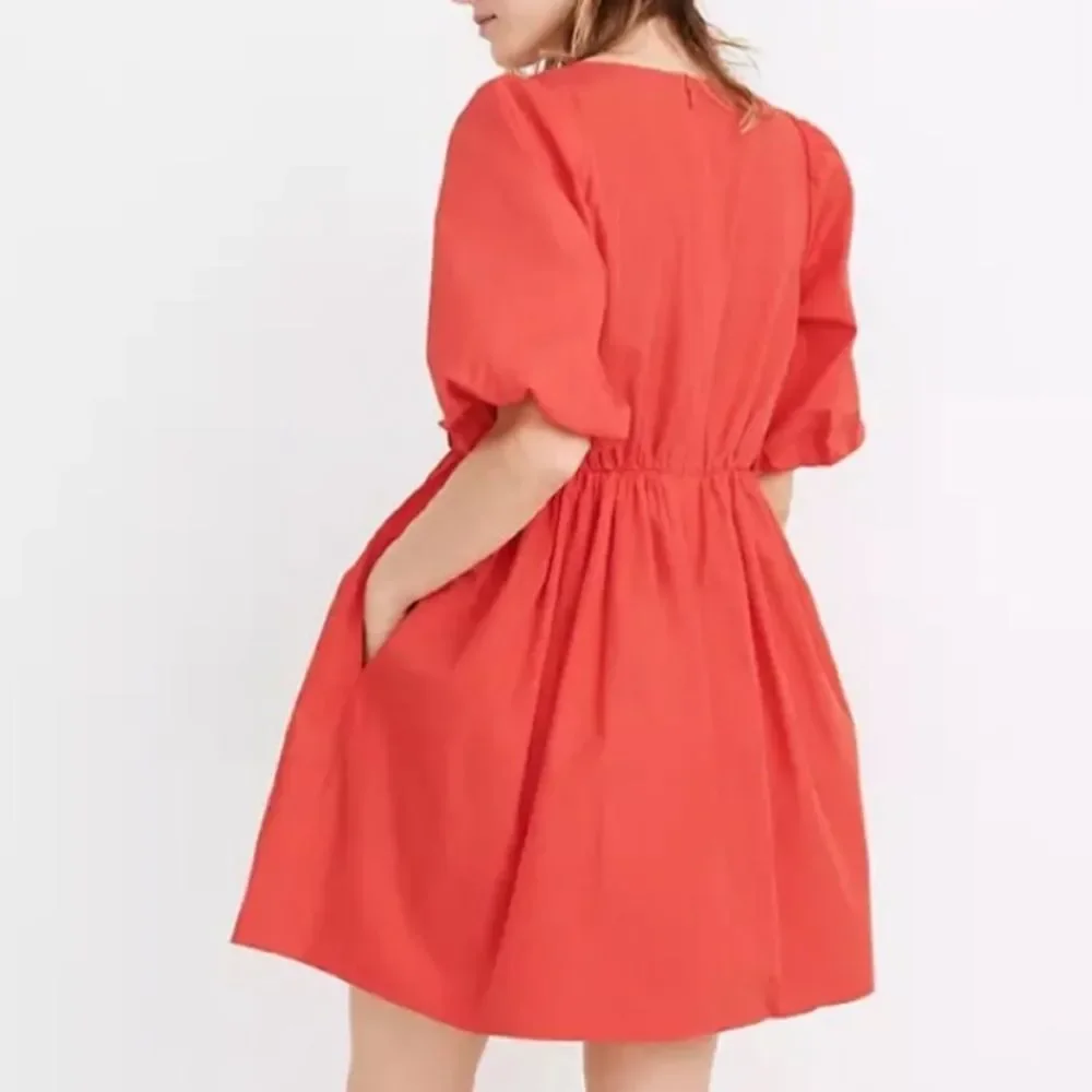 Madewell Poplin Crewneck Bubble-sleeve Mini Dress sz 4